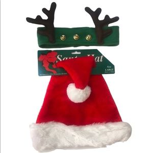 Set of Santa Hat & Reindeer Headband NWT